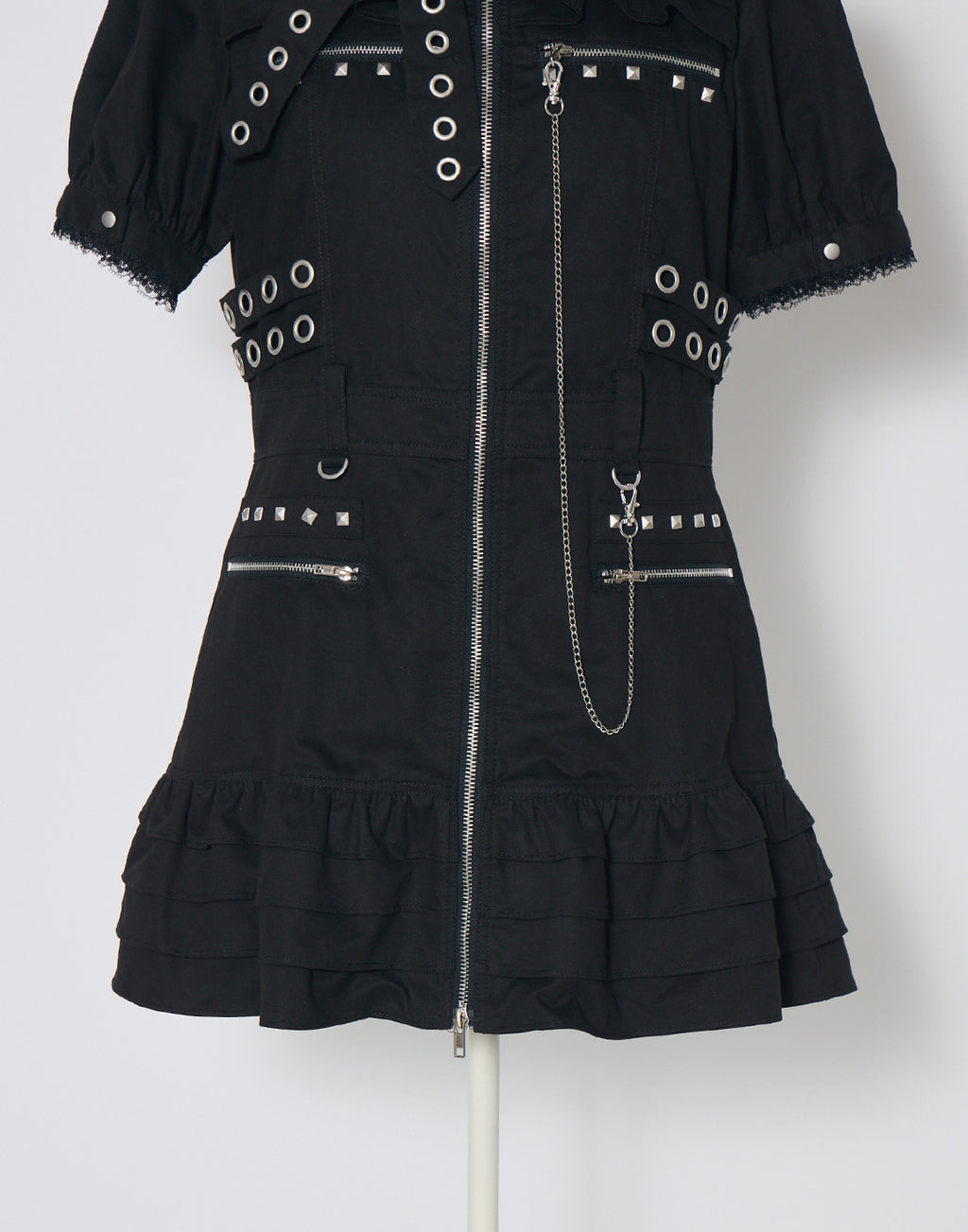 AVENCHUMU Front zip studded belt mini one piece