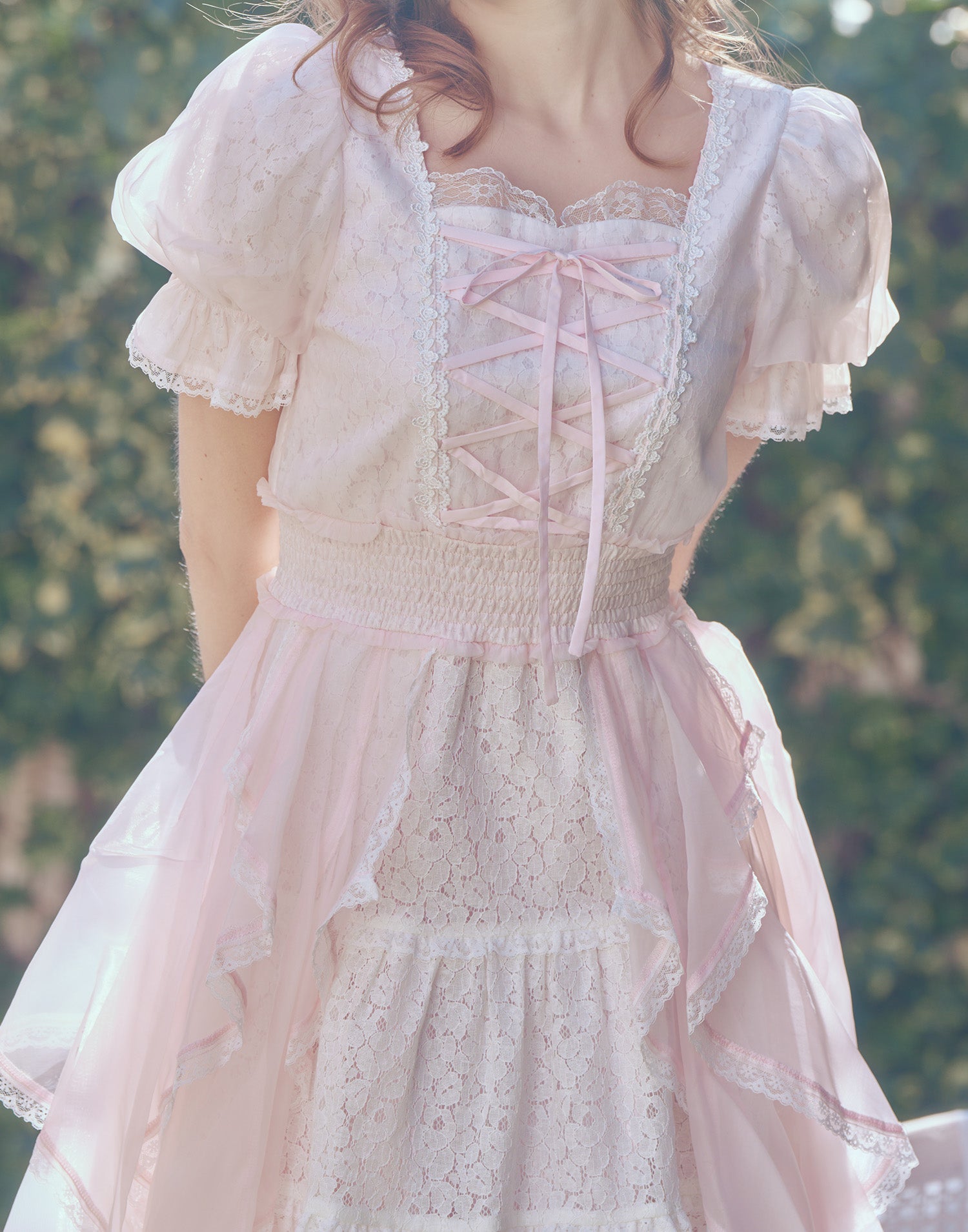 mellfy memory Fairy ruffle long lace onepiece