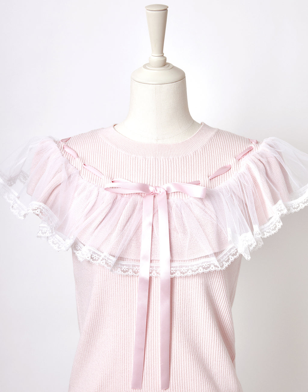 mellfy memory Angelic tulle & ribbon Knit Top