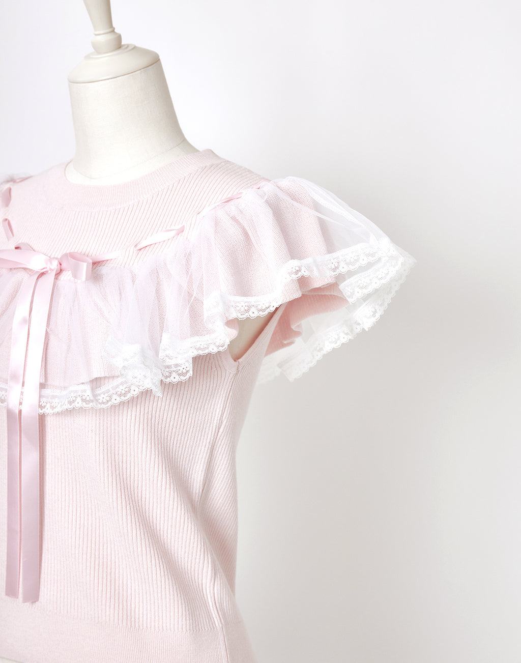 mellfy memory Angelic tulle & ribbon Knit Top