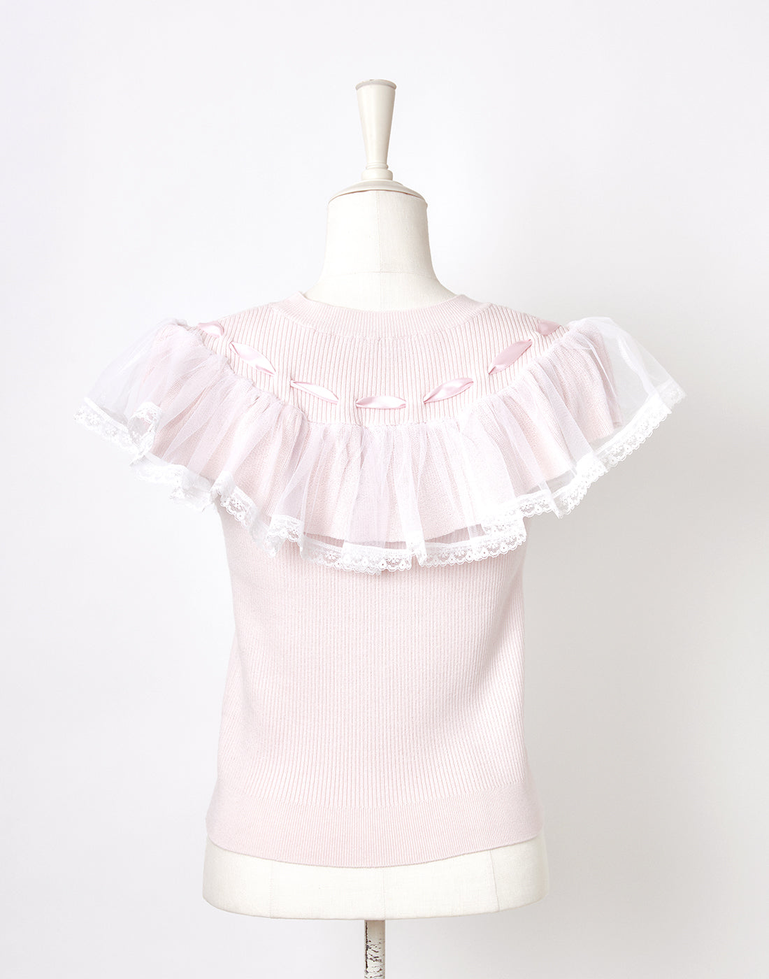 mellfy memory Angelic tulle & ribbon Knit Top