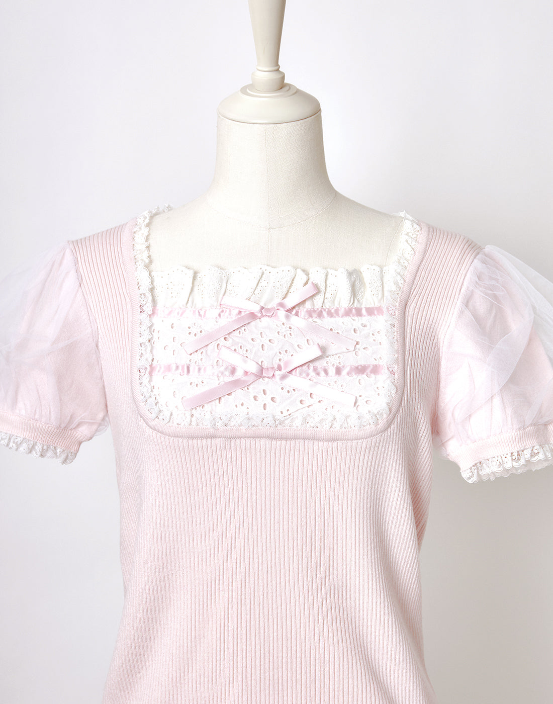 mellfy memory Cotton lace cute twin ribbon Top
