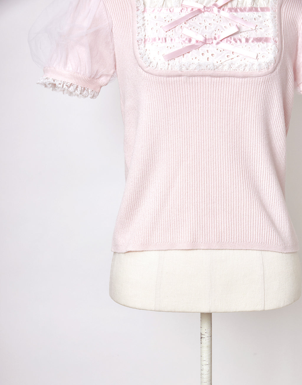 mellfy memory Cotton lace cute twin ribbon Top
