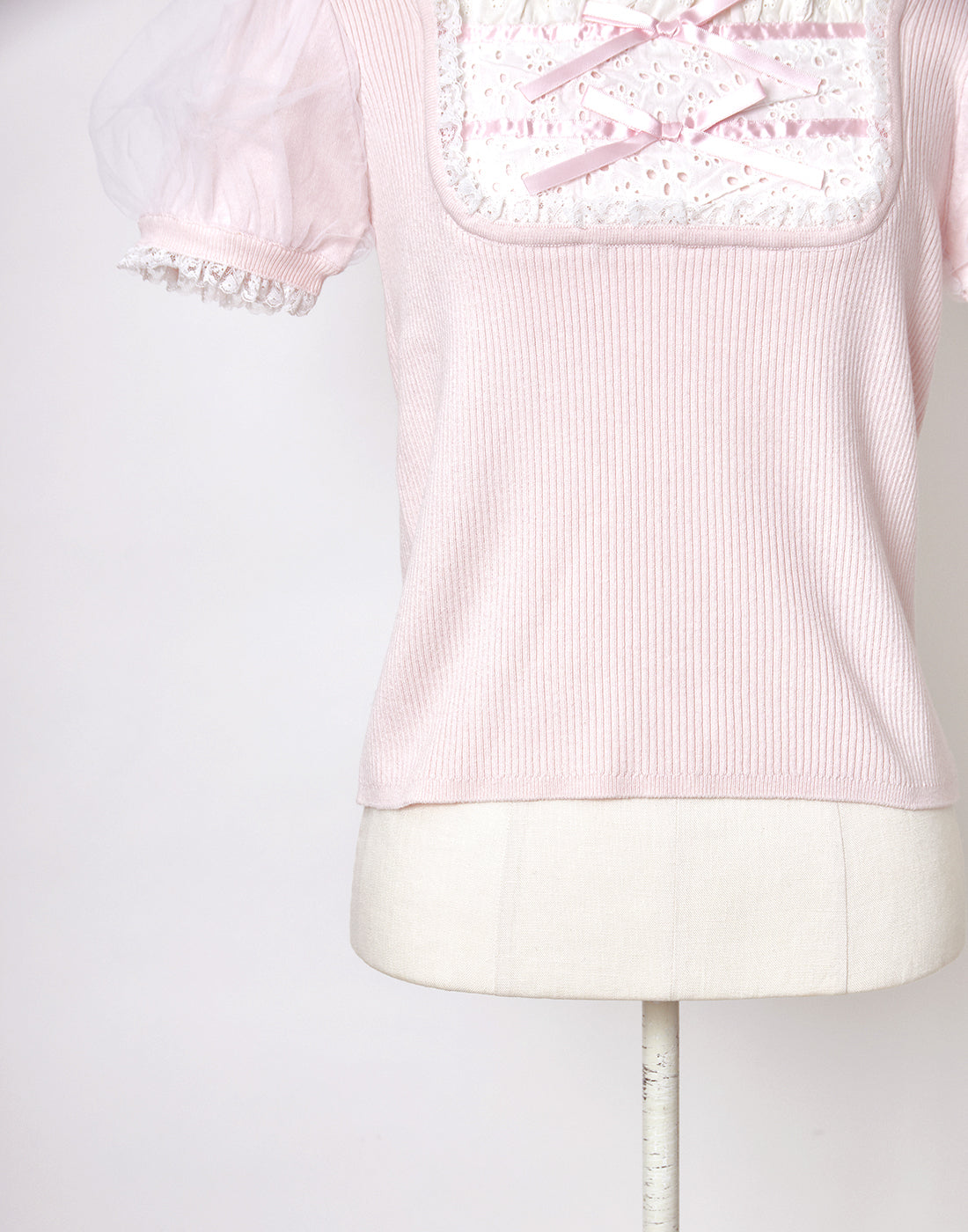 mellfy memory Cotton lace cute twin ribbon Top