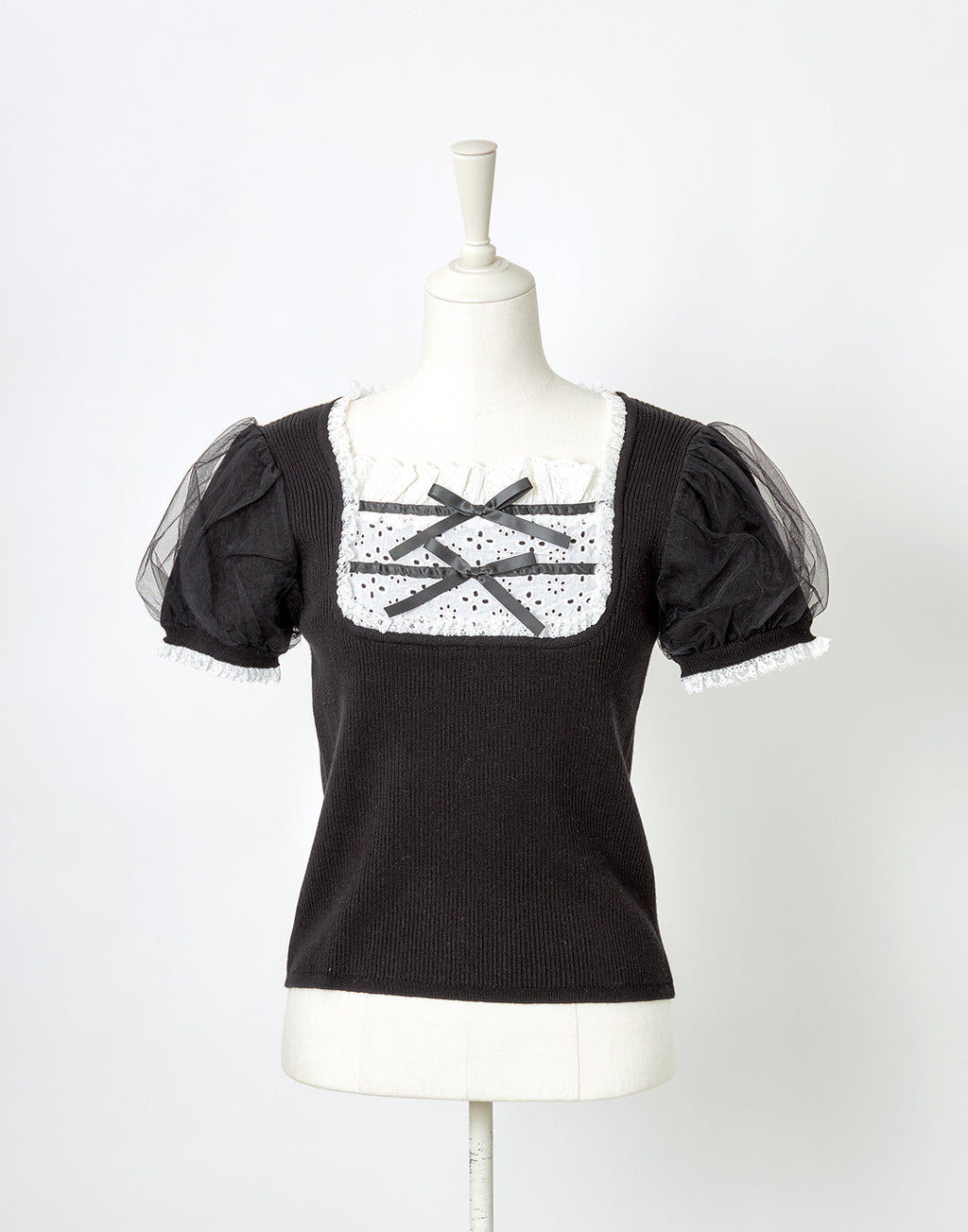 mellfy memory Cotton lace cute twin ribbon Top