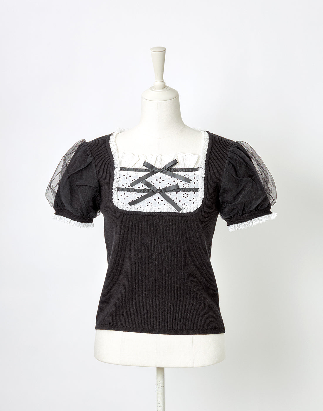 mellfy memory Cotton lace cute twin ribbon Top