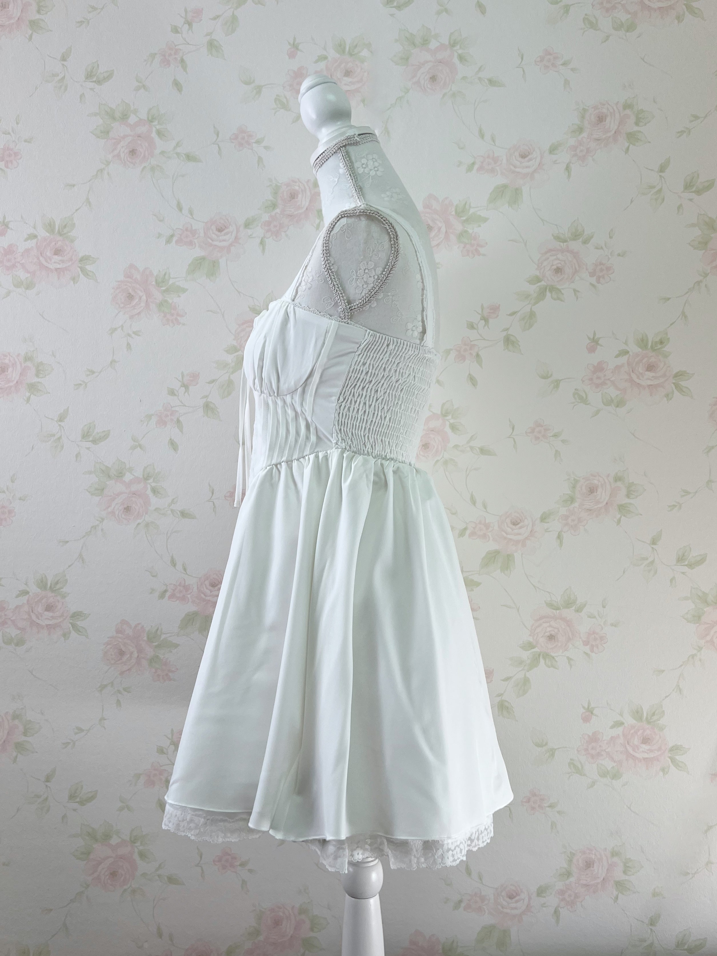 Corset Style A Line Dress (White)