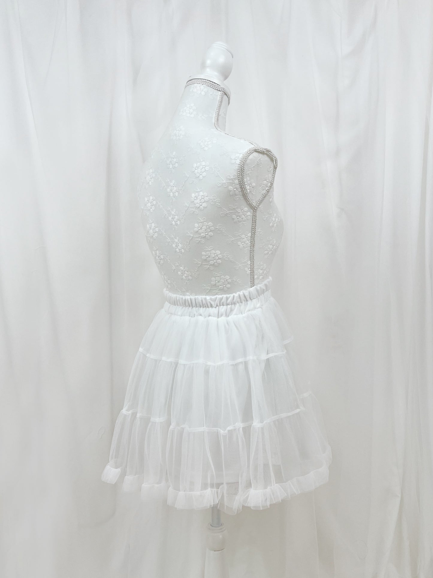(10 % OFF) Kawaii Girly Tulle Skirt(White)