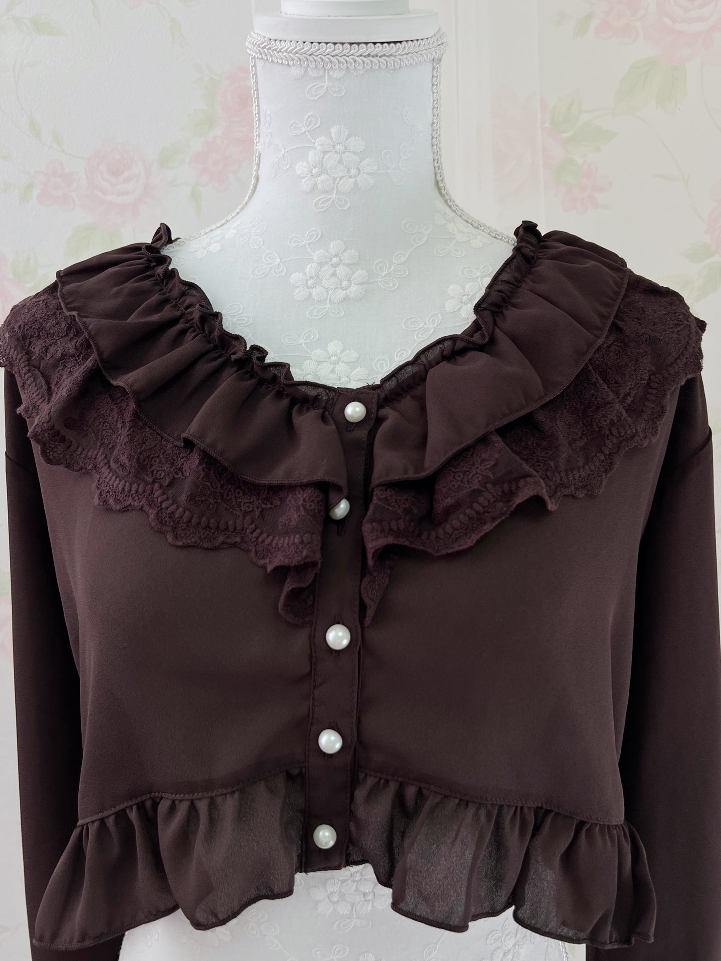 axes femme Lacy Bolero Blouse (Chocolate)