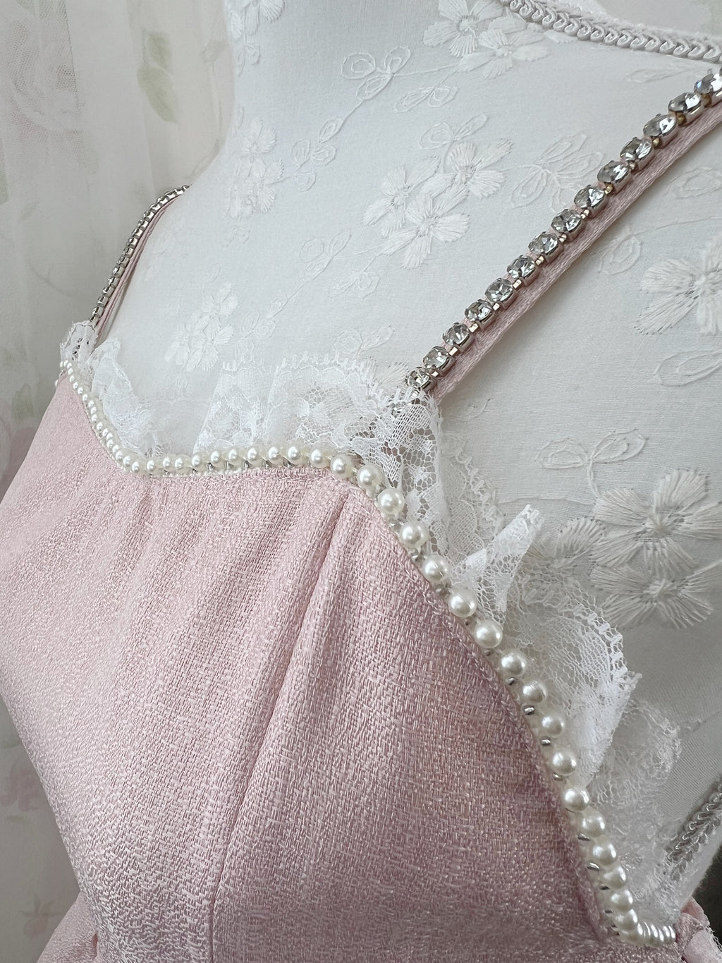 Ank Rouge Crystal Stone Strap Tweed Dress (Pink)