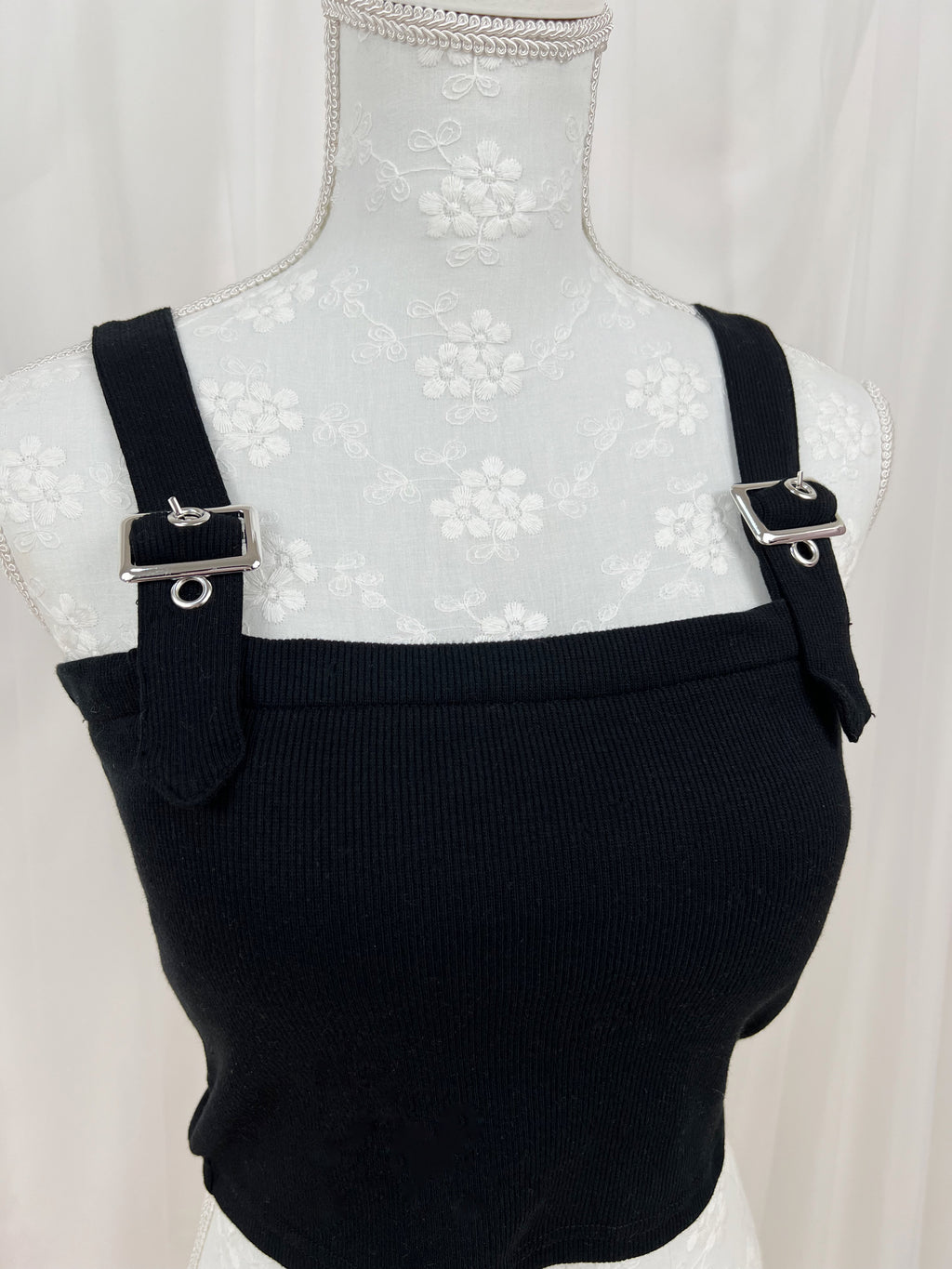 Buckle Strap Top With Cups (Black)
