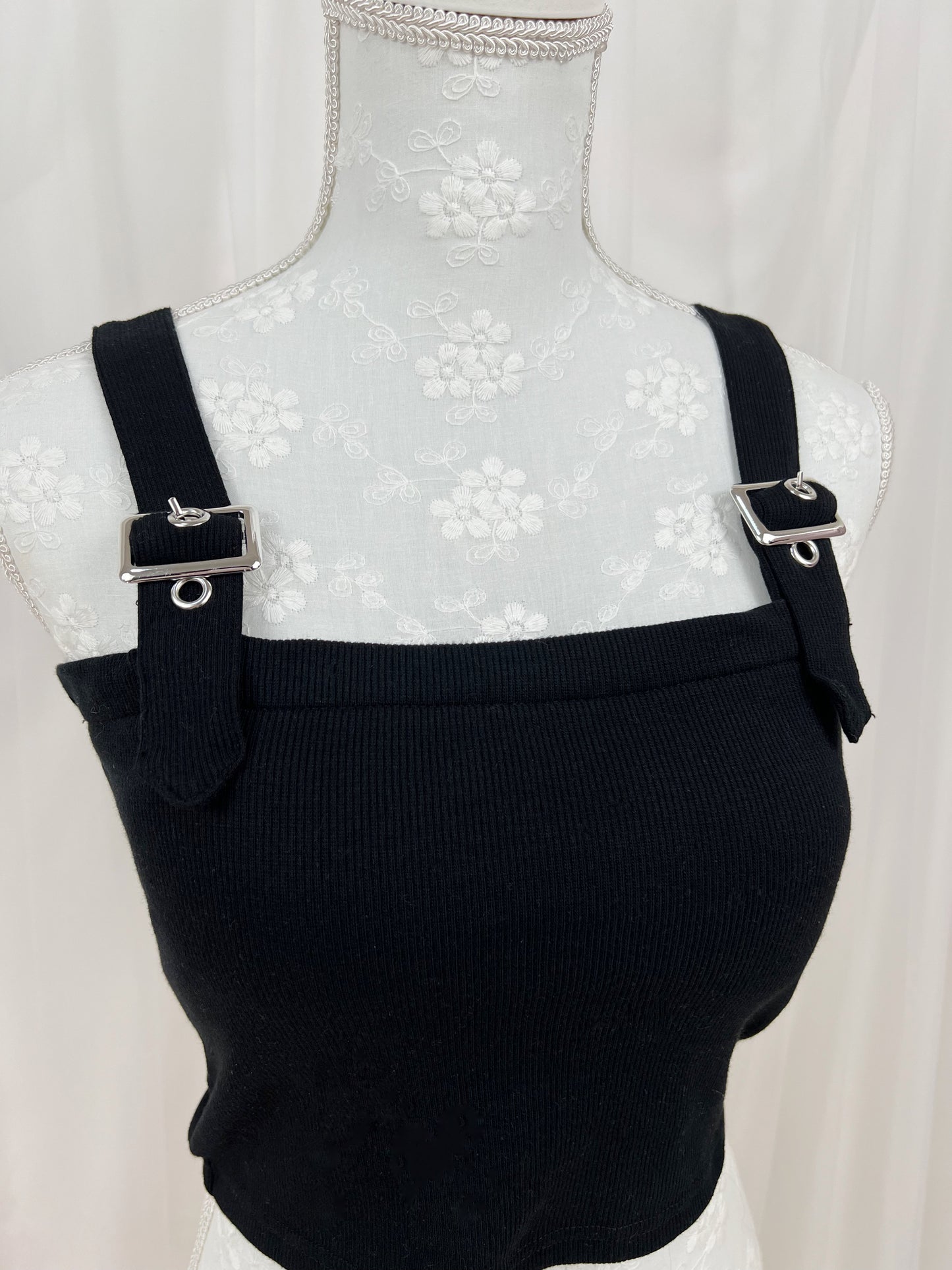 Buckle Strap Top With Cups (Black)