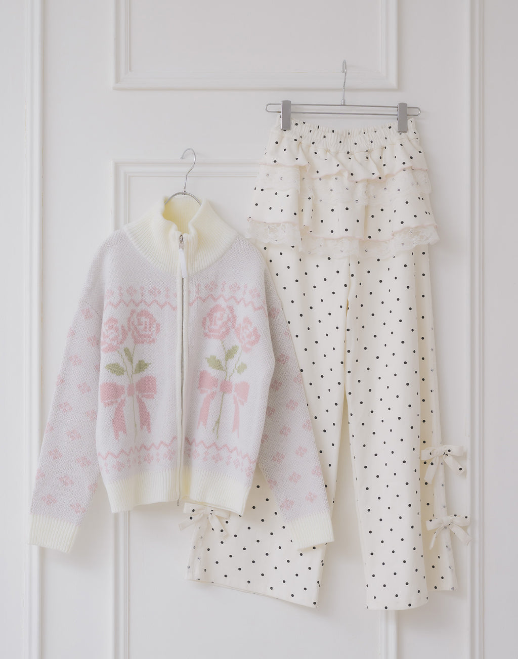 Lolime ribbon & floral cowichan knit zip up