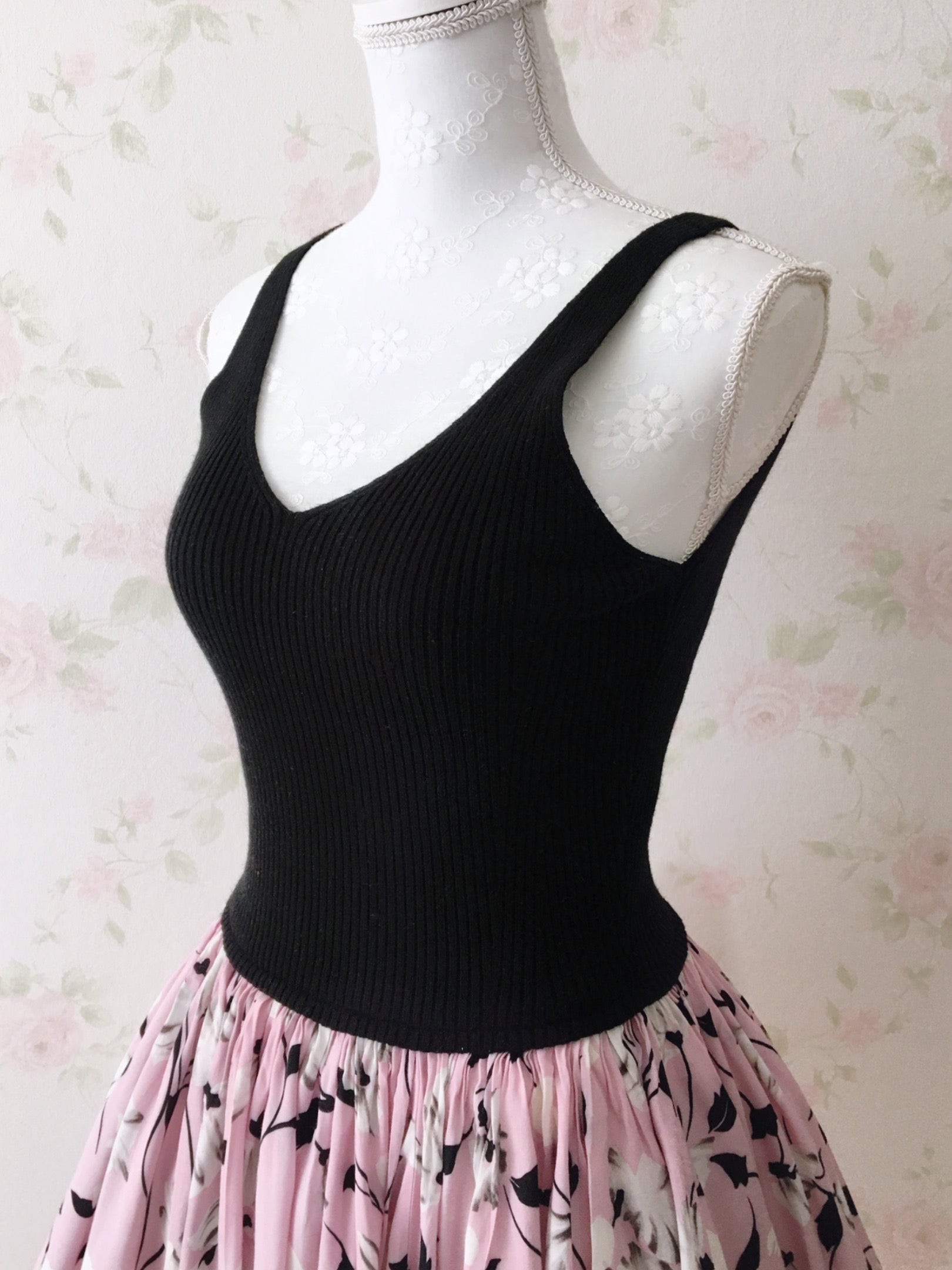 SNIDEL Knit Top Angora Mix Floral Dress