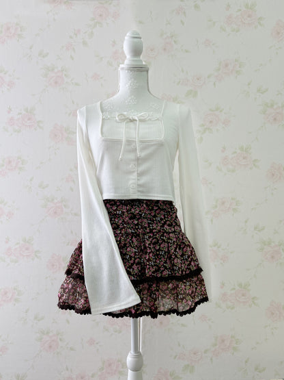 INGNI Petite Floral Layered Skirt (Brown)