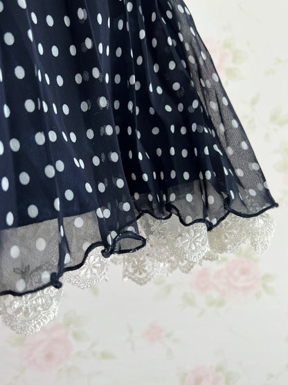 Honey’s Polka Dot Lace Hem Pleated Skirt