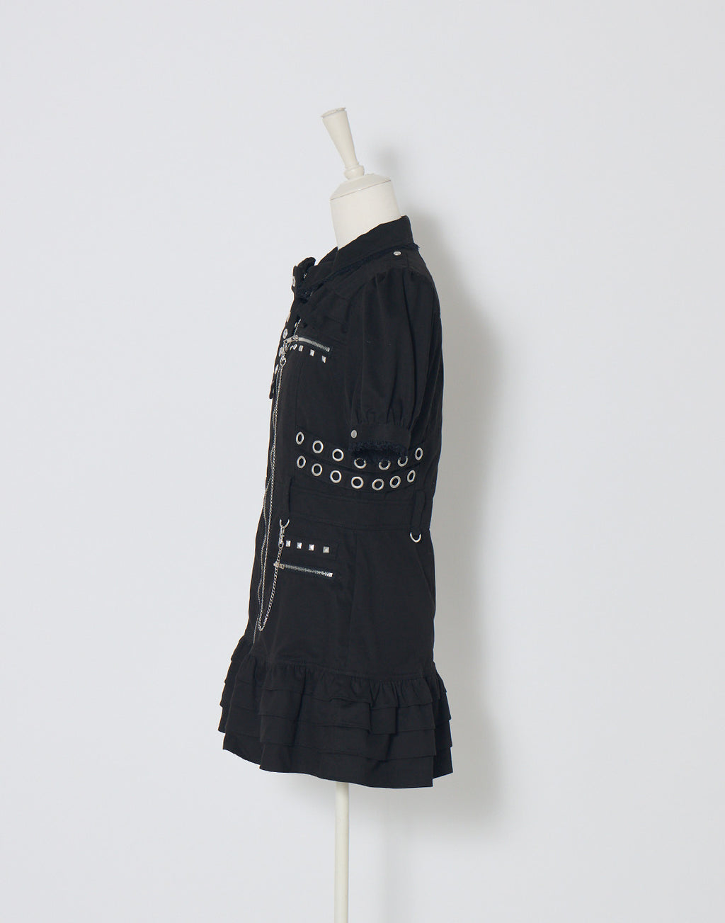 AVENCHUMU Front zip studded belt mini one piece