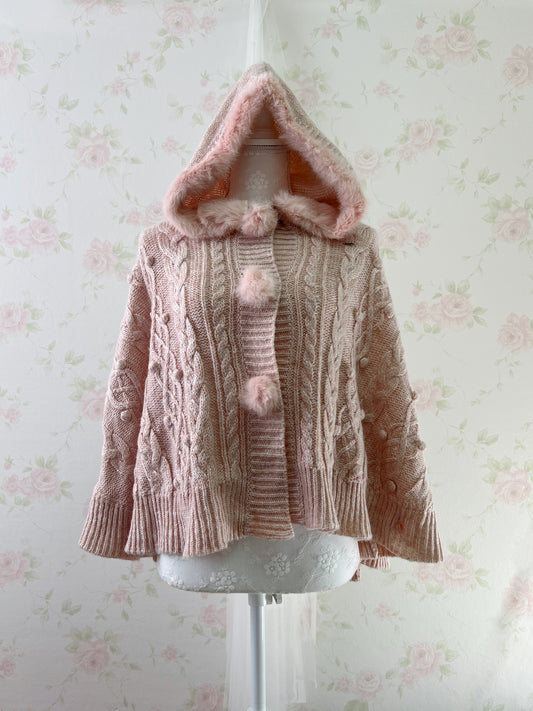 mezzo piano Rabbit Fur Poncho (pink)