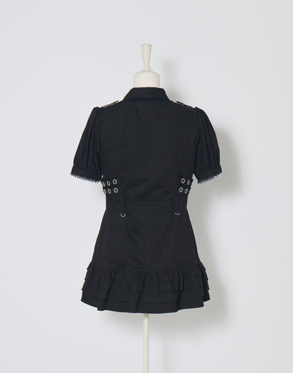 AVENCHUMU Front zip studded belt mini one piece