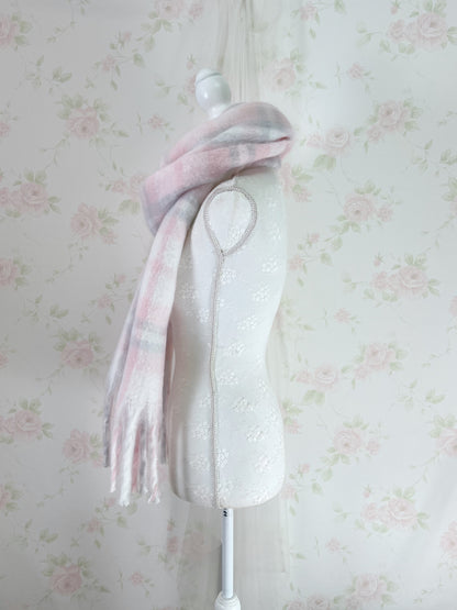 Shoujo Checked Scarf (Pink X Gray)