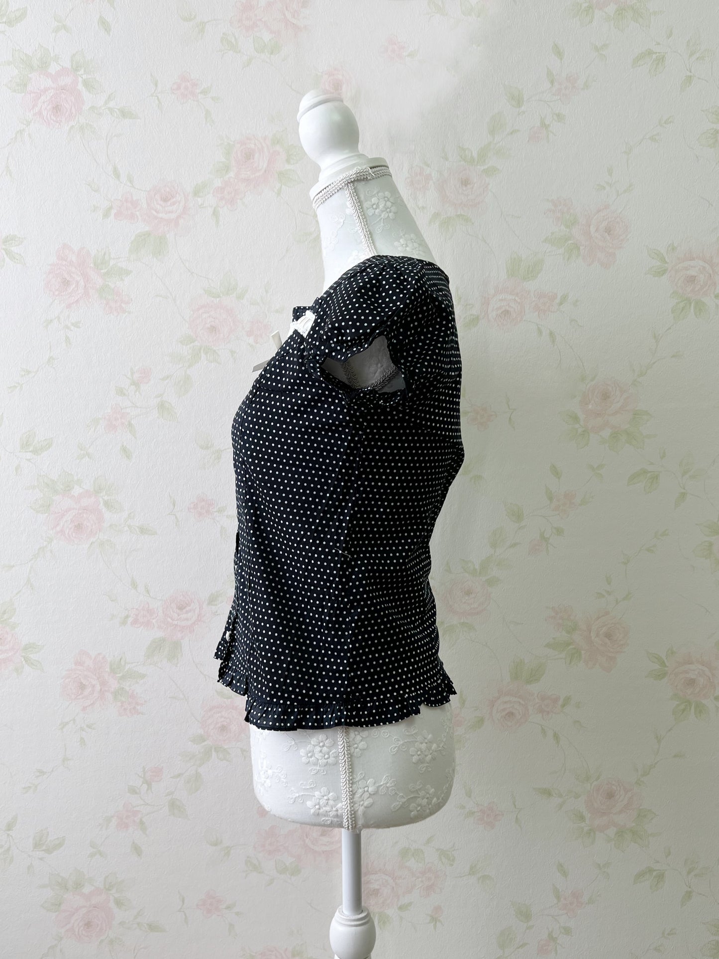 Ank Rouge Polka Dots Blouse (Navy)