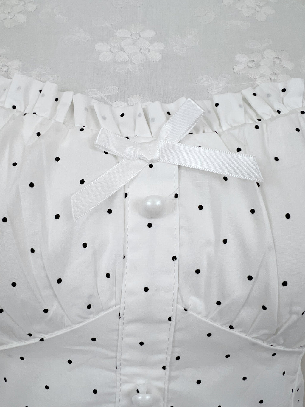 Polka Dot Dolly Cotton Blouse (White)