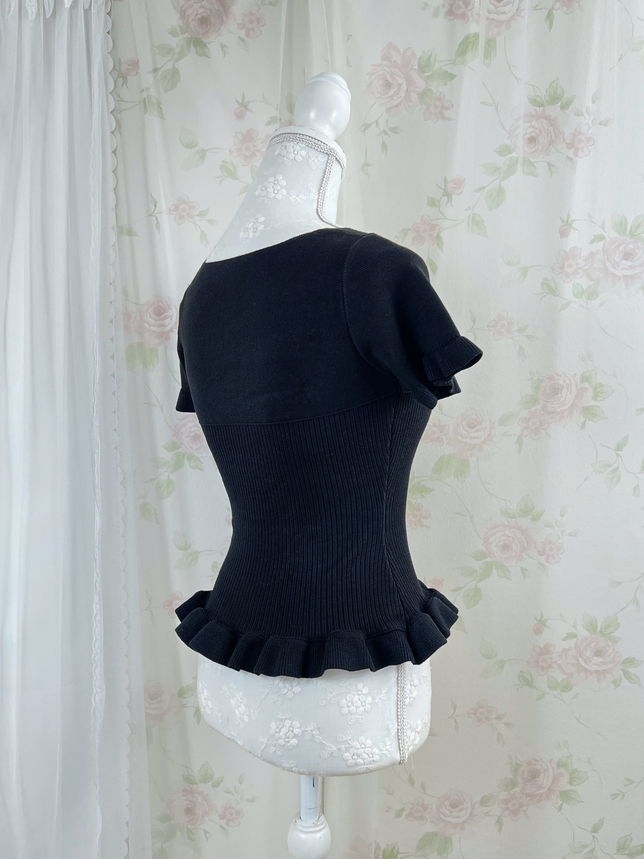Polka Dot Milkmaid Top (Black)