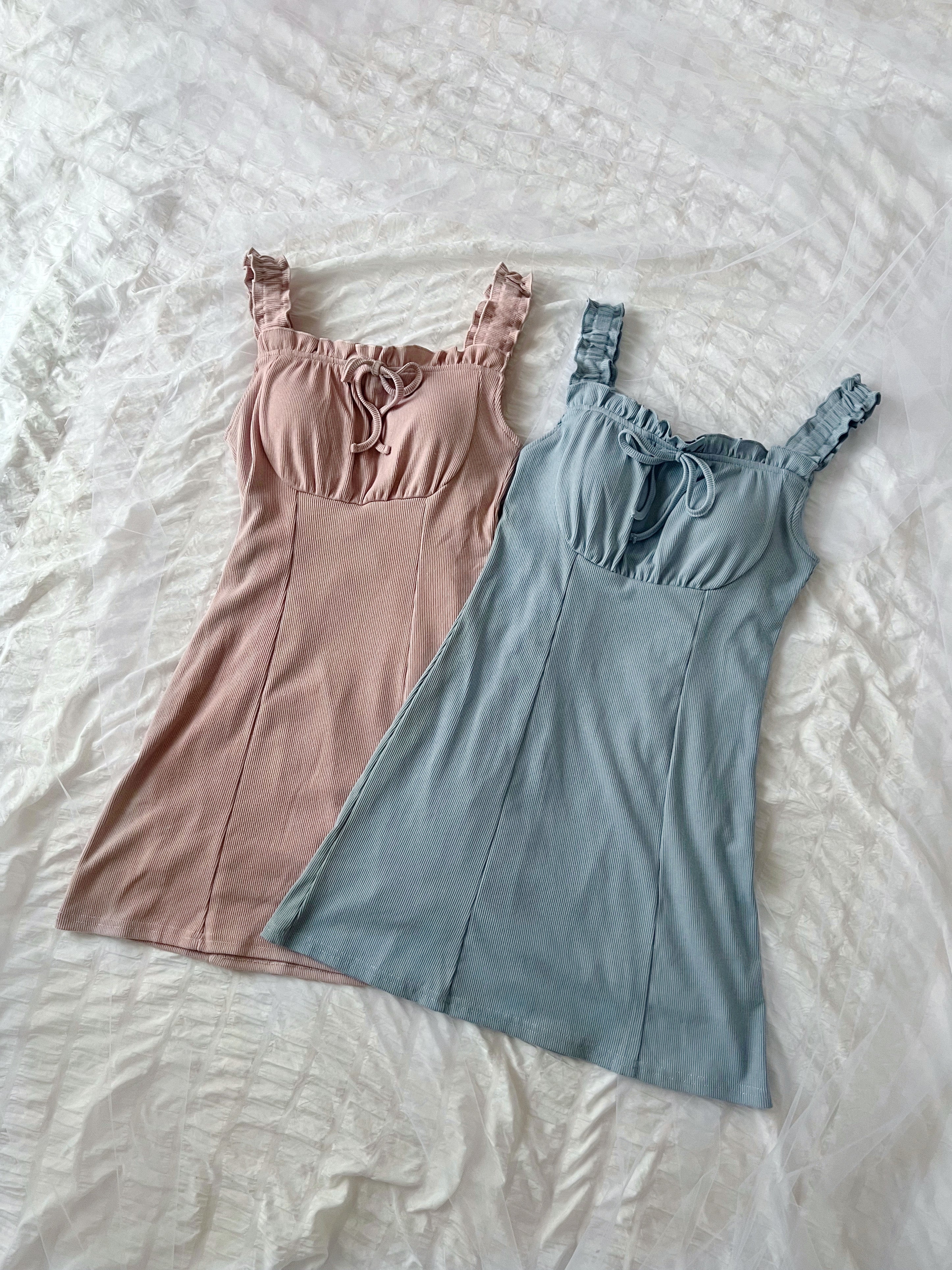 GRL Dolly Frilled Strap Dress (Blue)