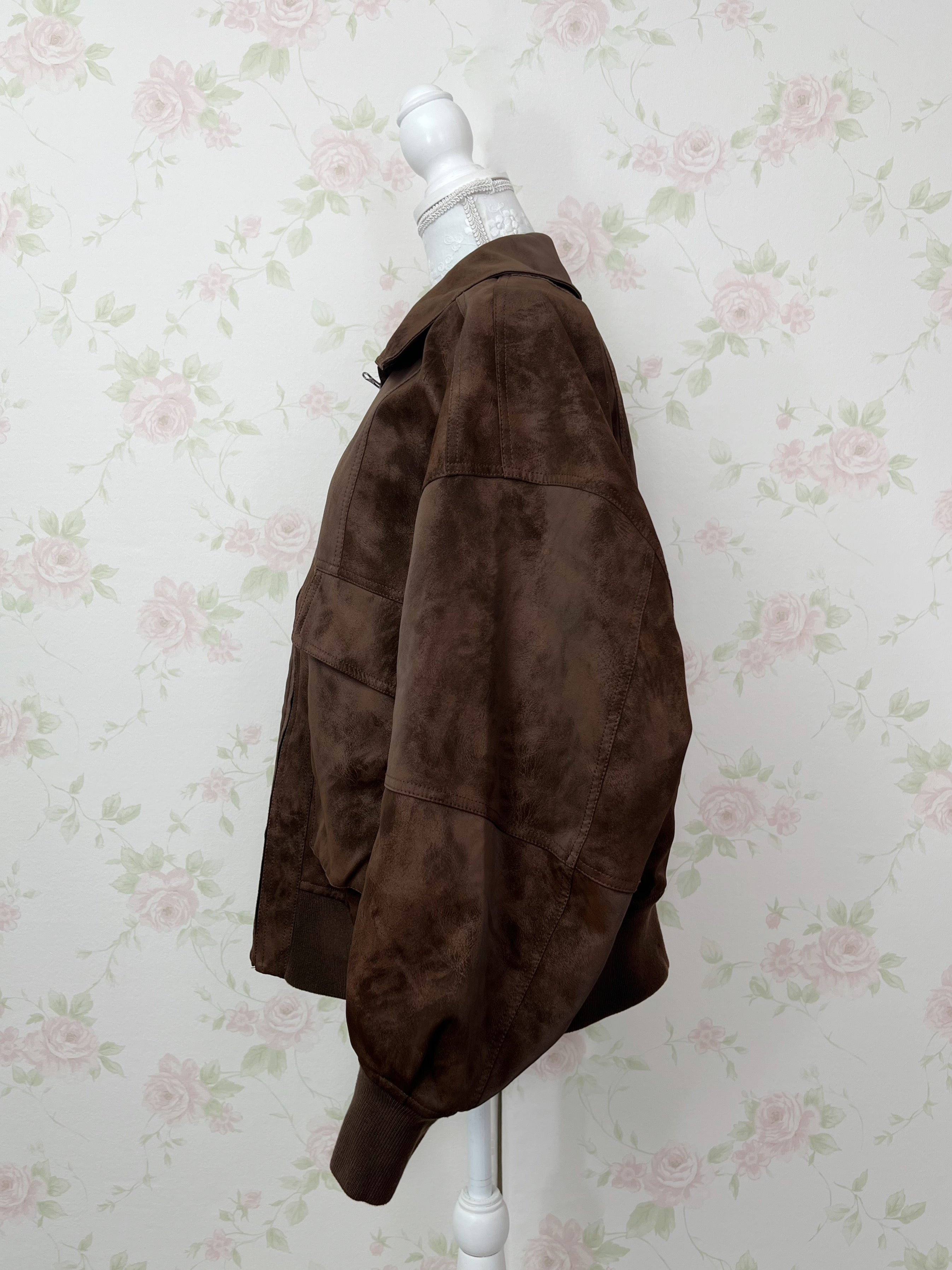 FREAK'S  STORE Boyfriend’s Synthetic Leather Jacket (Brown)