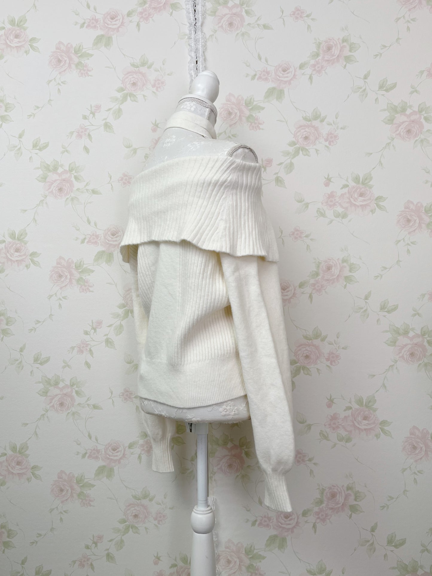 Button Up Choker Sweater (Ivory)