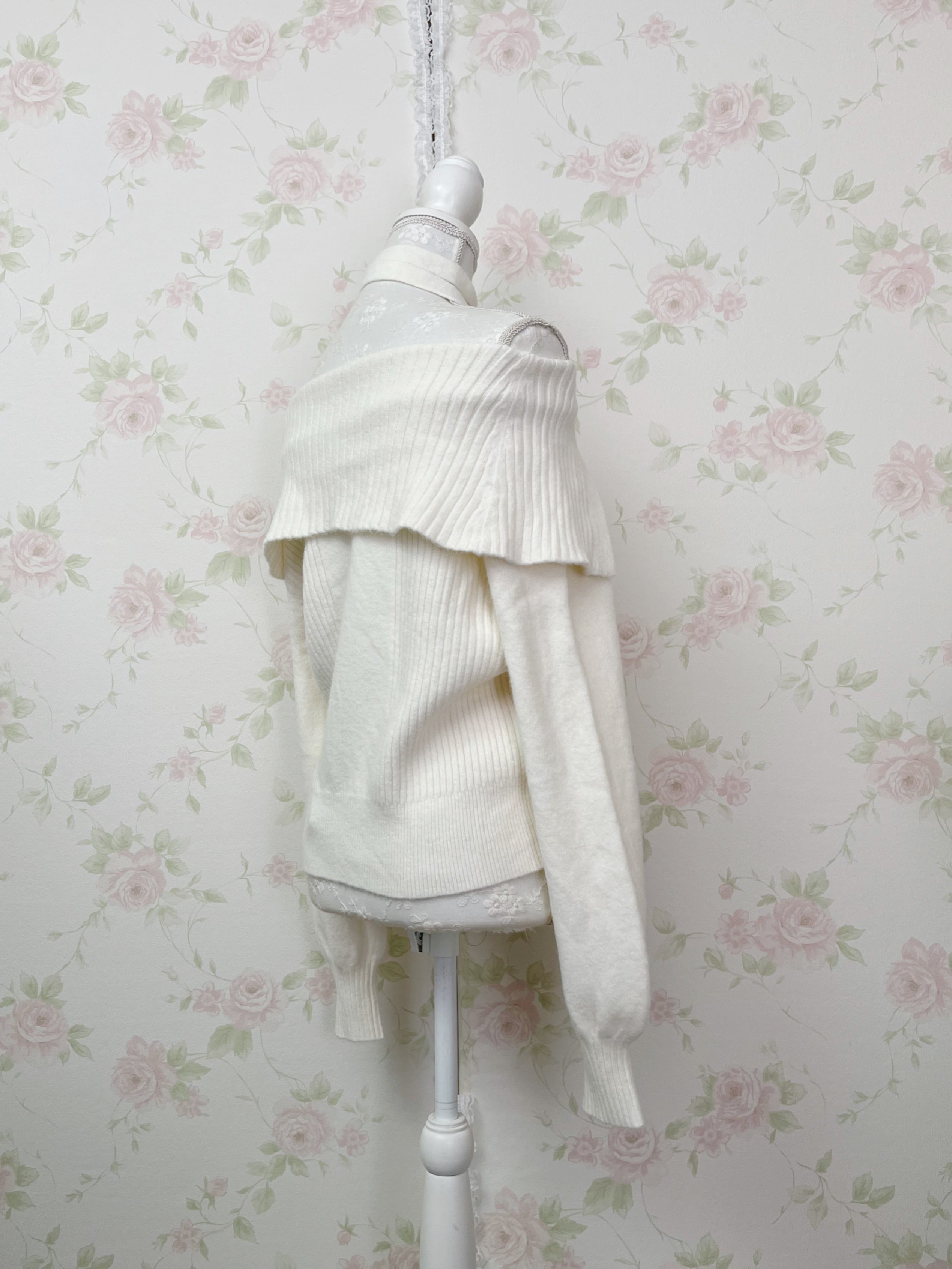 Button Up Choker Sweater (Ivory)