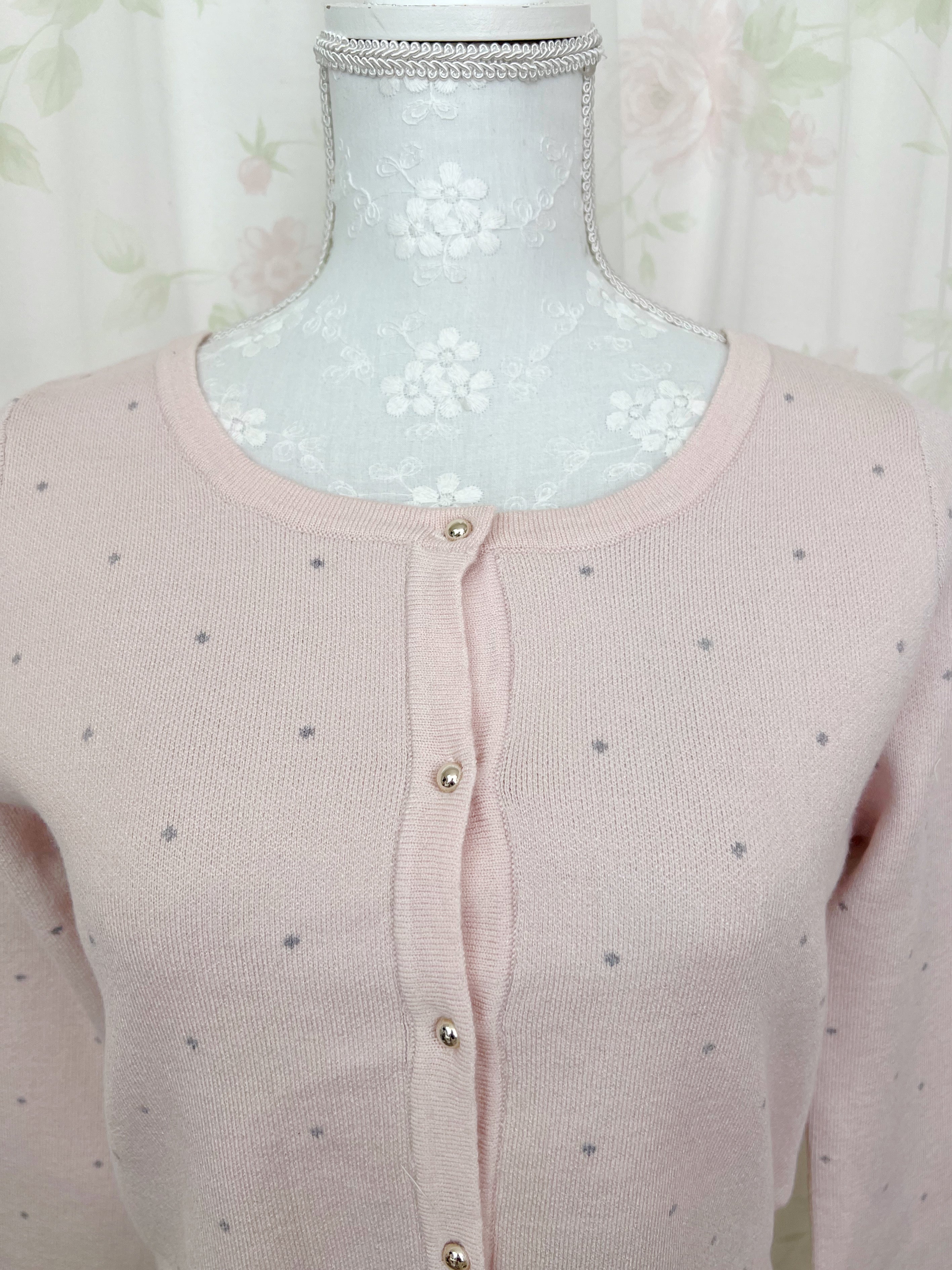Petite Polka Dot Shoujo Cardigan (Pink)