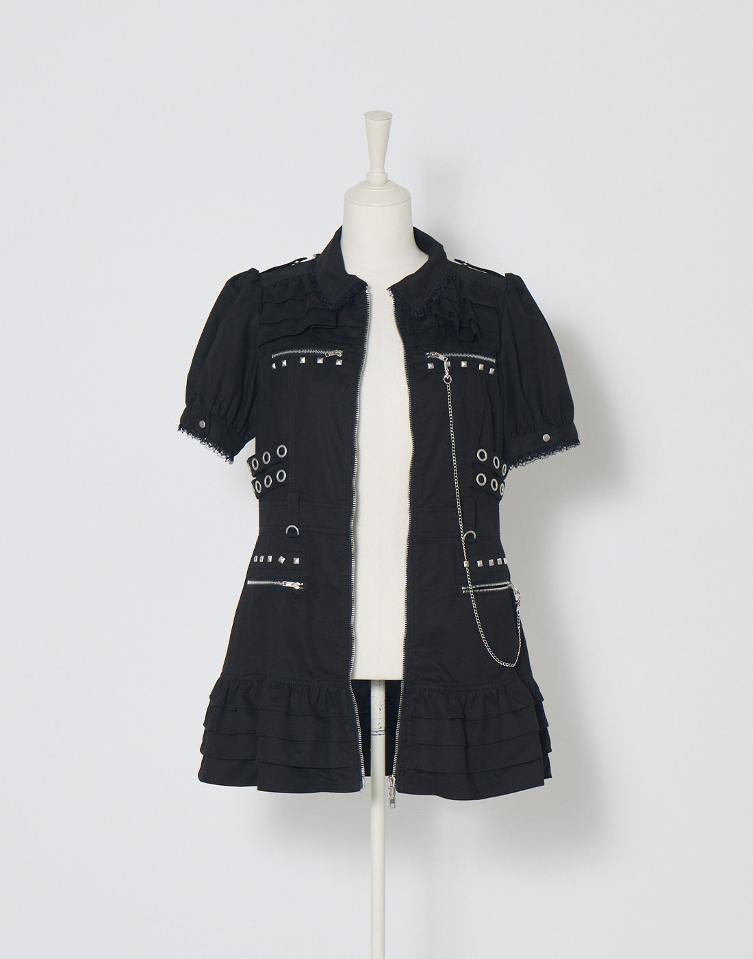 AVENCHUMU Front zip studded belt mini one piece
