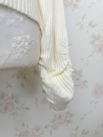 one after another NICE CLAUP Off Shoulder Pearl Sweater (Ivory)