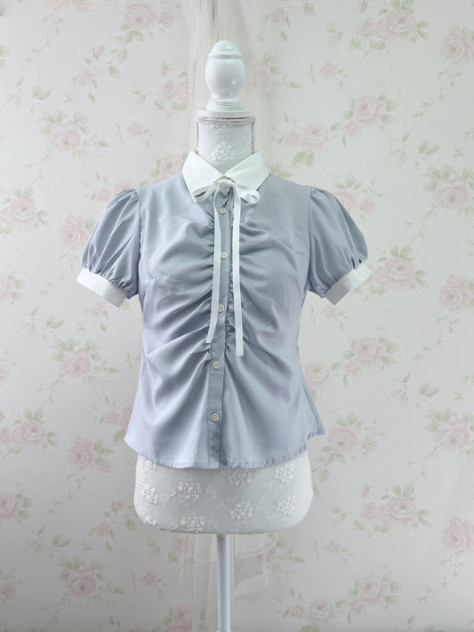 GRL Bicolor Puff Sleeved Blouse (White)