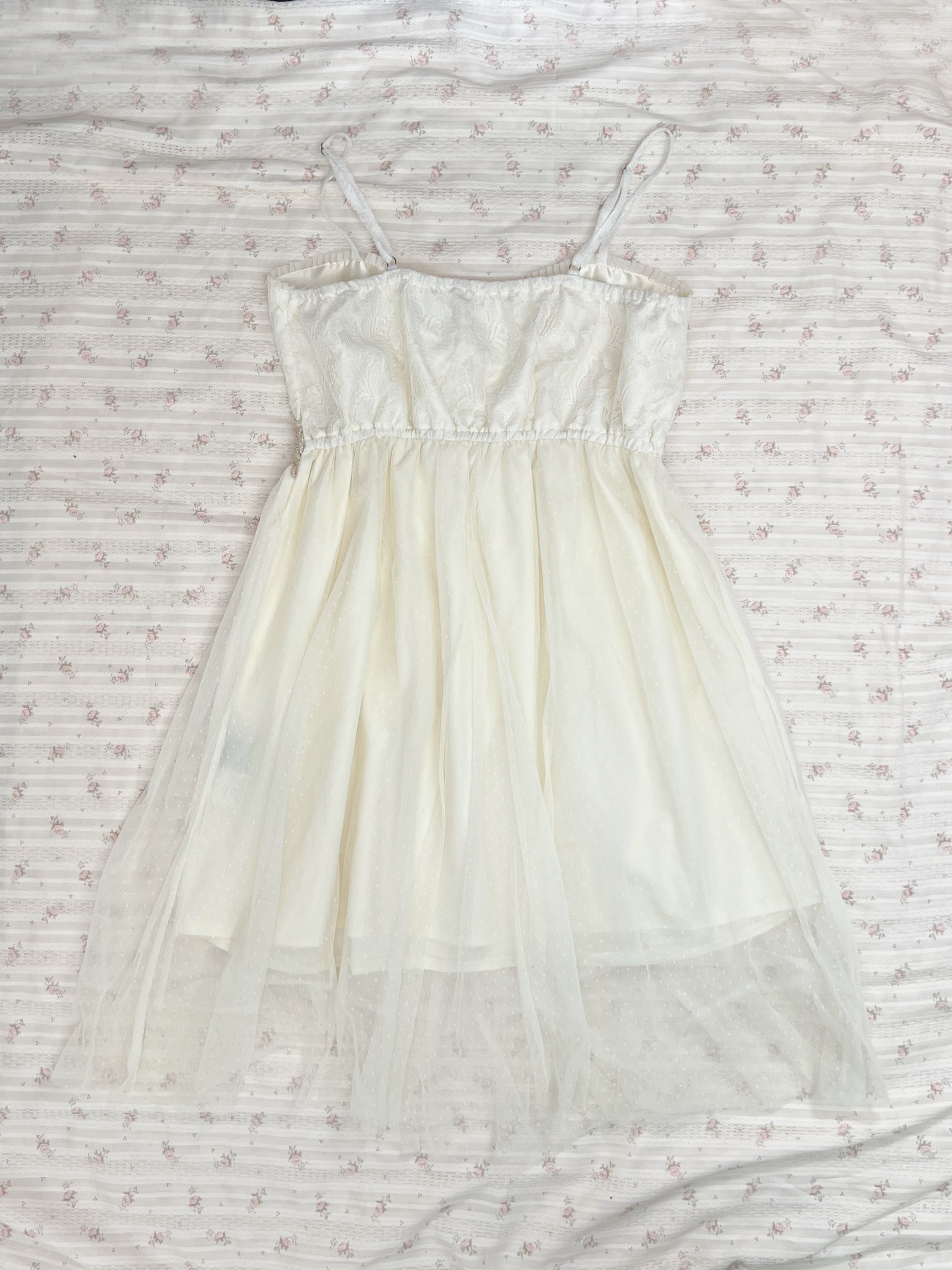ROJITA Polka Dot Tulle Dress (Ivory)
