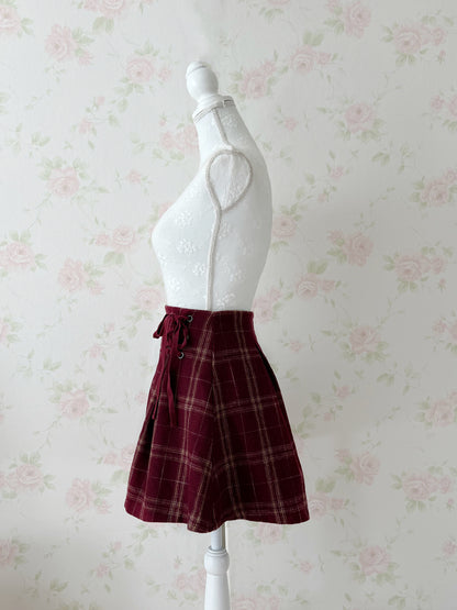 evelyn AnMILLE Checked Side Laced Up Skirt