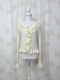 TITTY&CO. Ruffled Hem Whimsical Cardigan (Ivory)