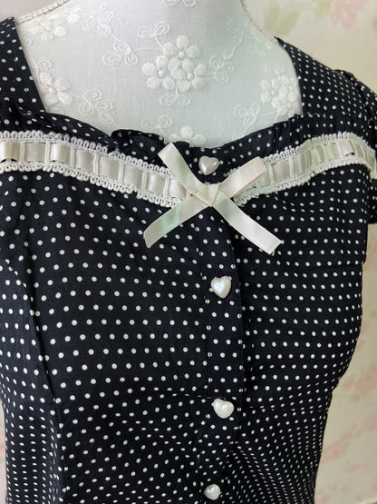 Ank Rouge Polka Dots Blouse (Navy)