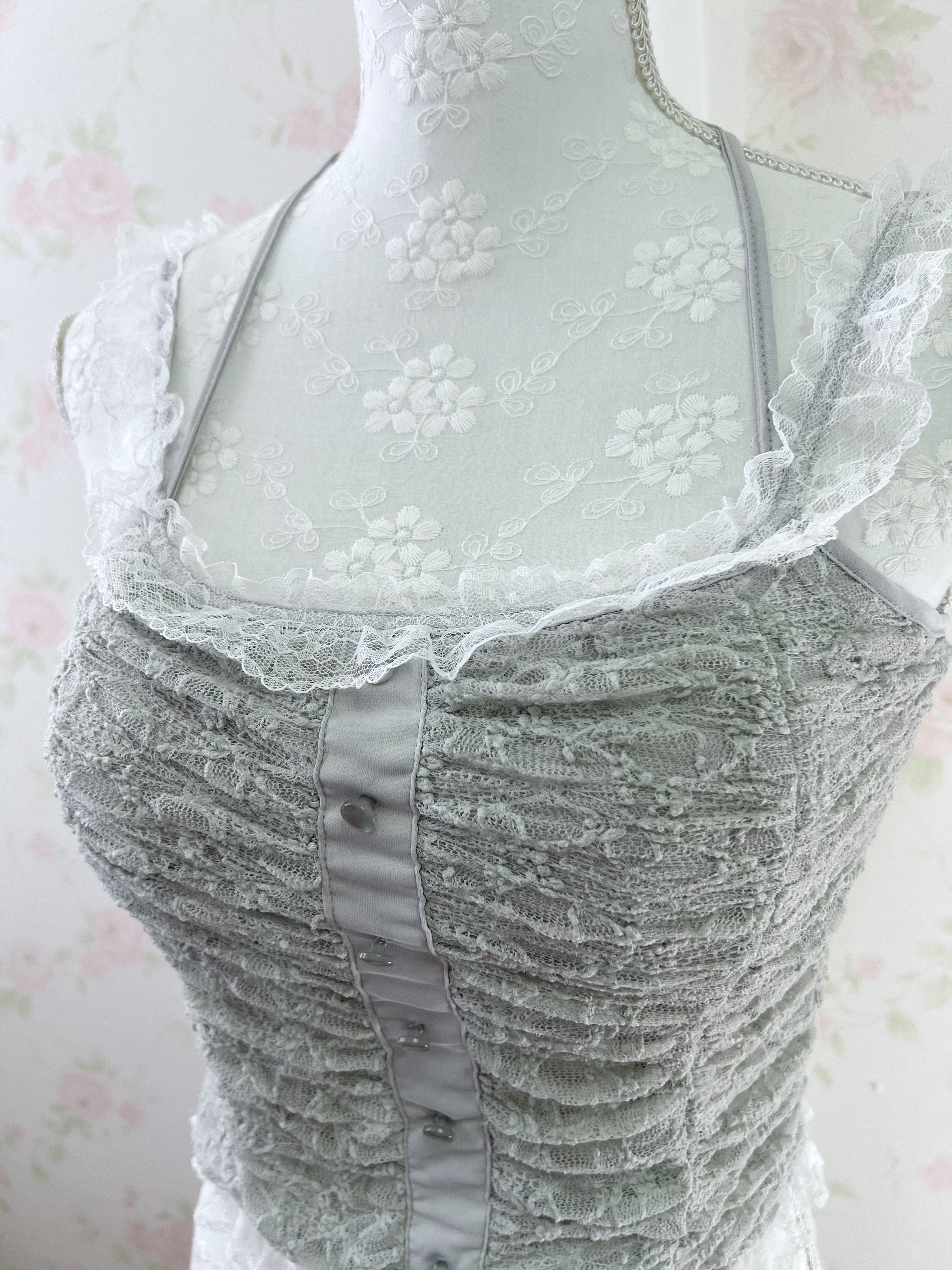 Lacy Halter Neck Camisole (Gray)