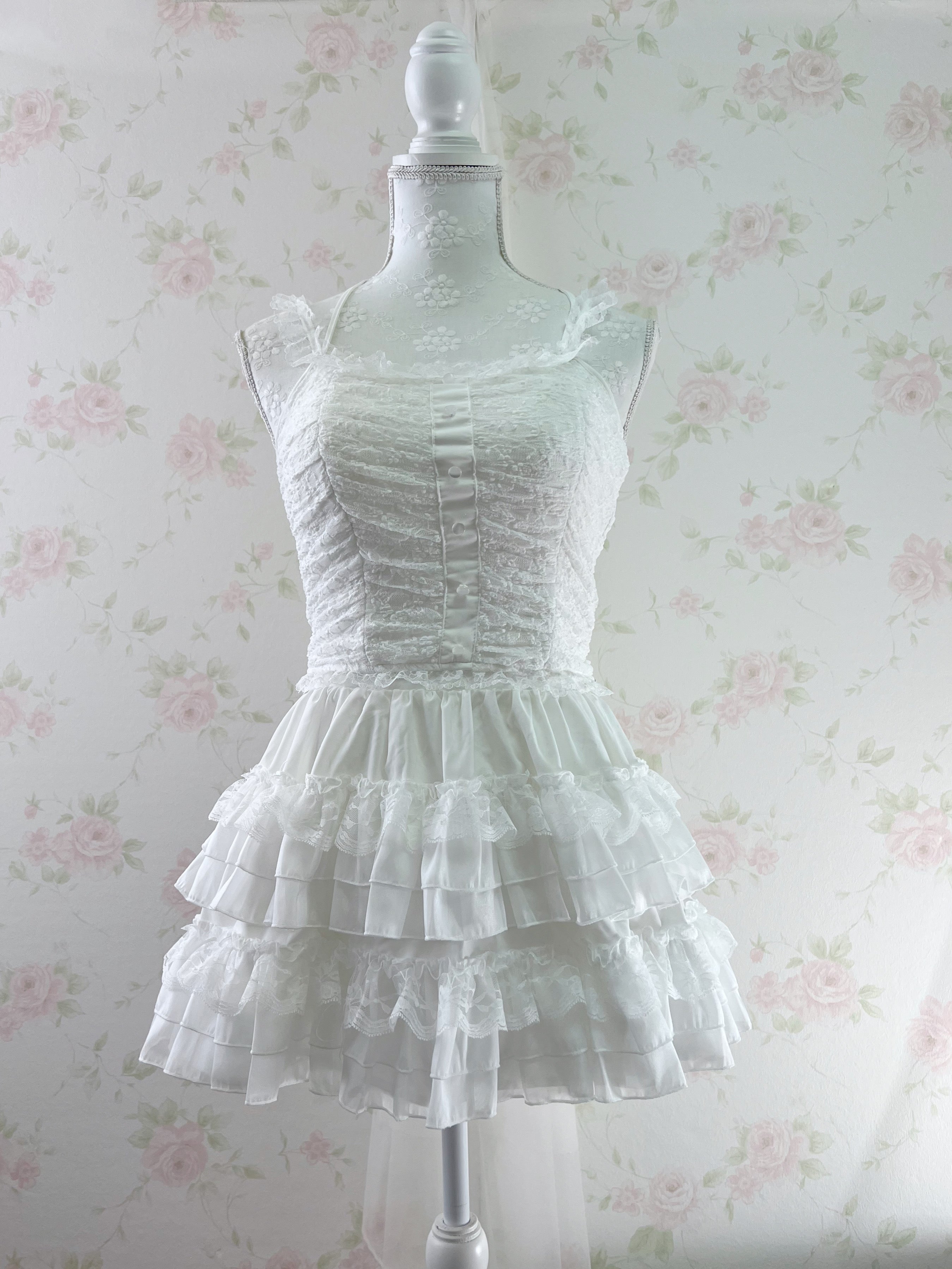 Lacy Halter Neck Camisole (White)