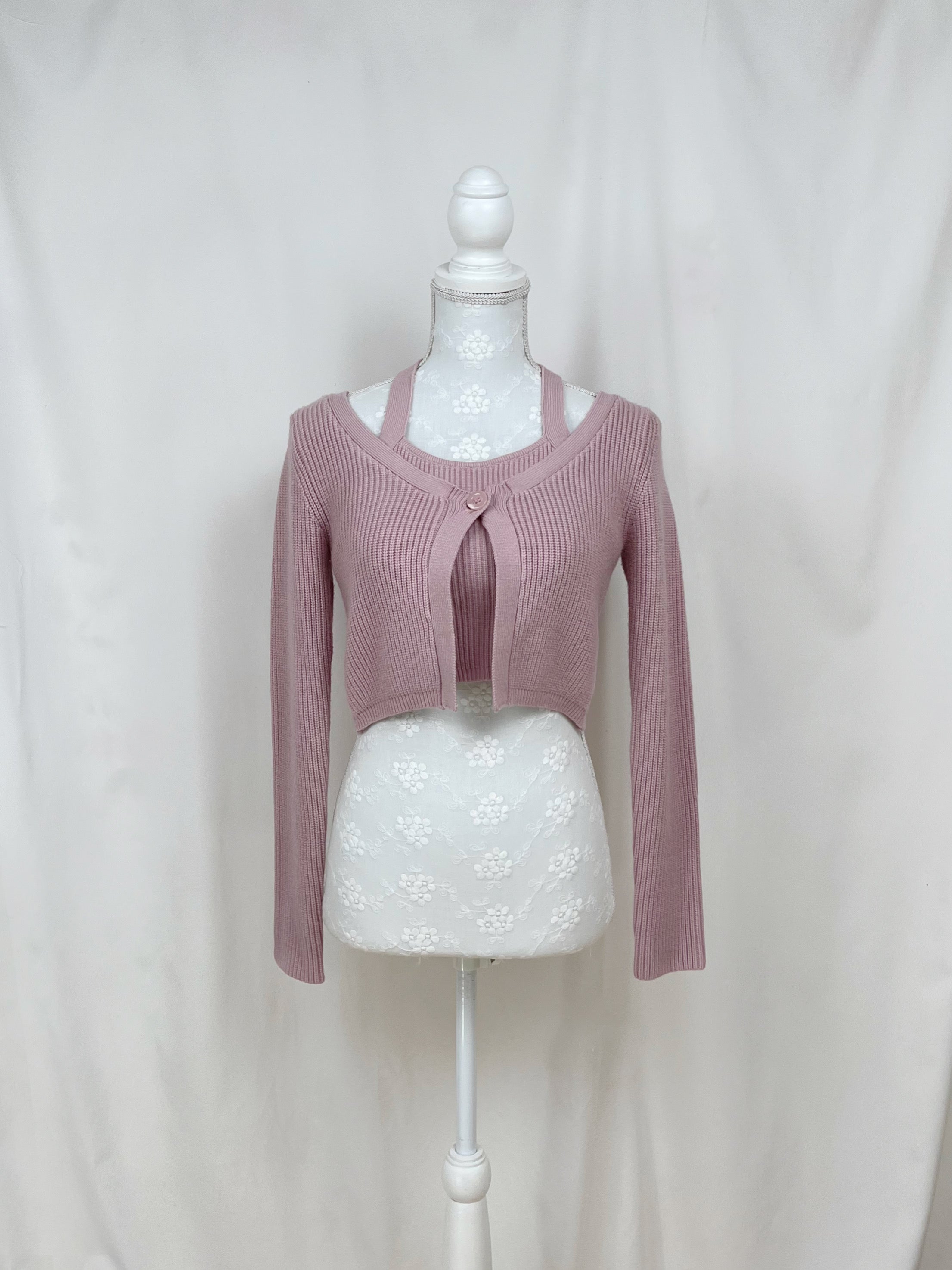 RESEXXY Halter Neck Top Attached Cardigan