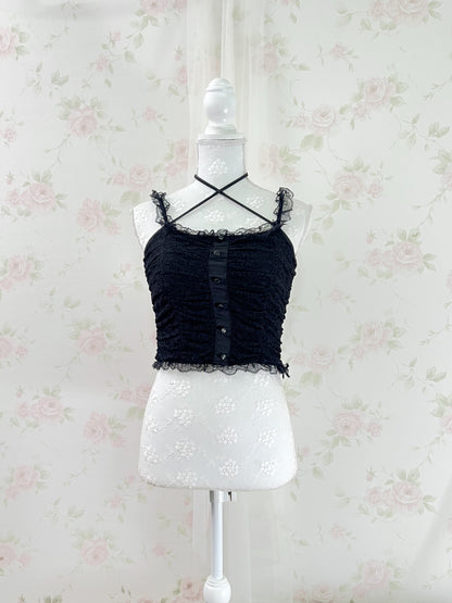 GRL Lacy Halter Neck Camisole (Black)