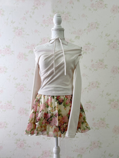 Gyaru Layered Floral Chiffon Skirt