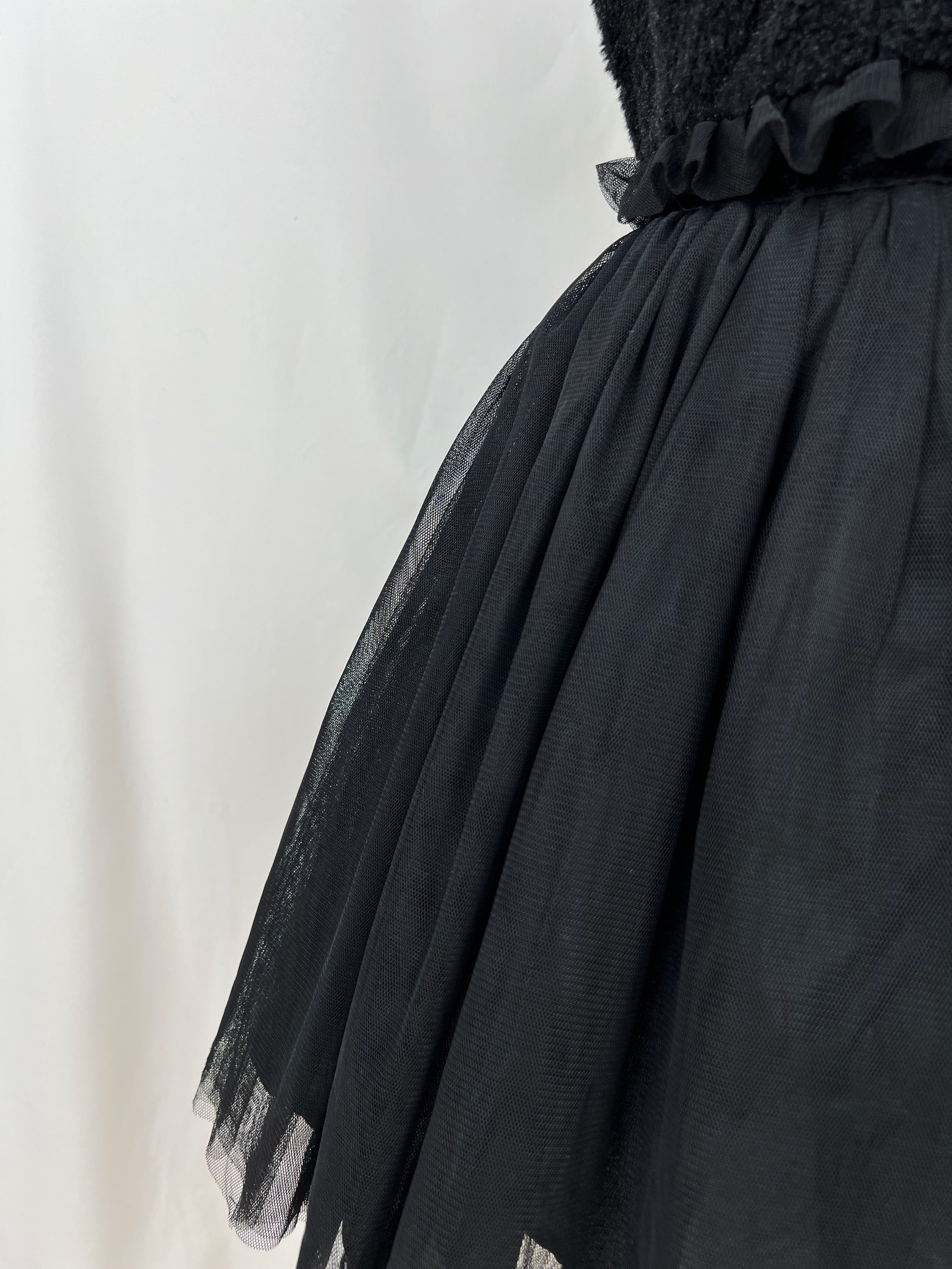 one spo Eco Fur Tulle Mini Dress (Black)