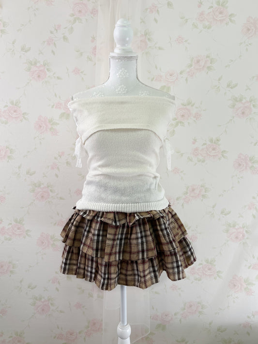 GRL Lacy Side Laced Up Knit Top (Ivory)