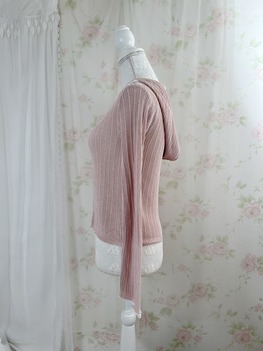 Pink Strawberry Lace Sleeve Hoodie