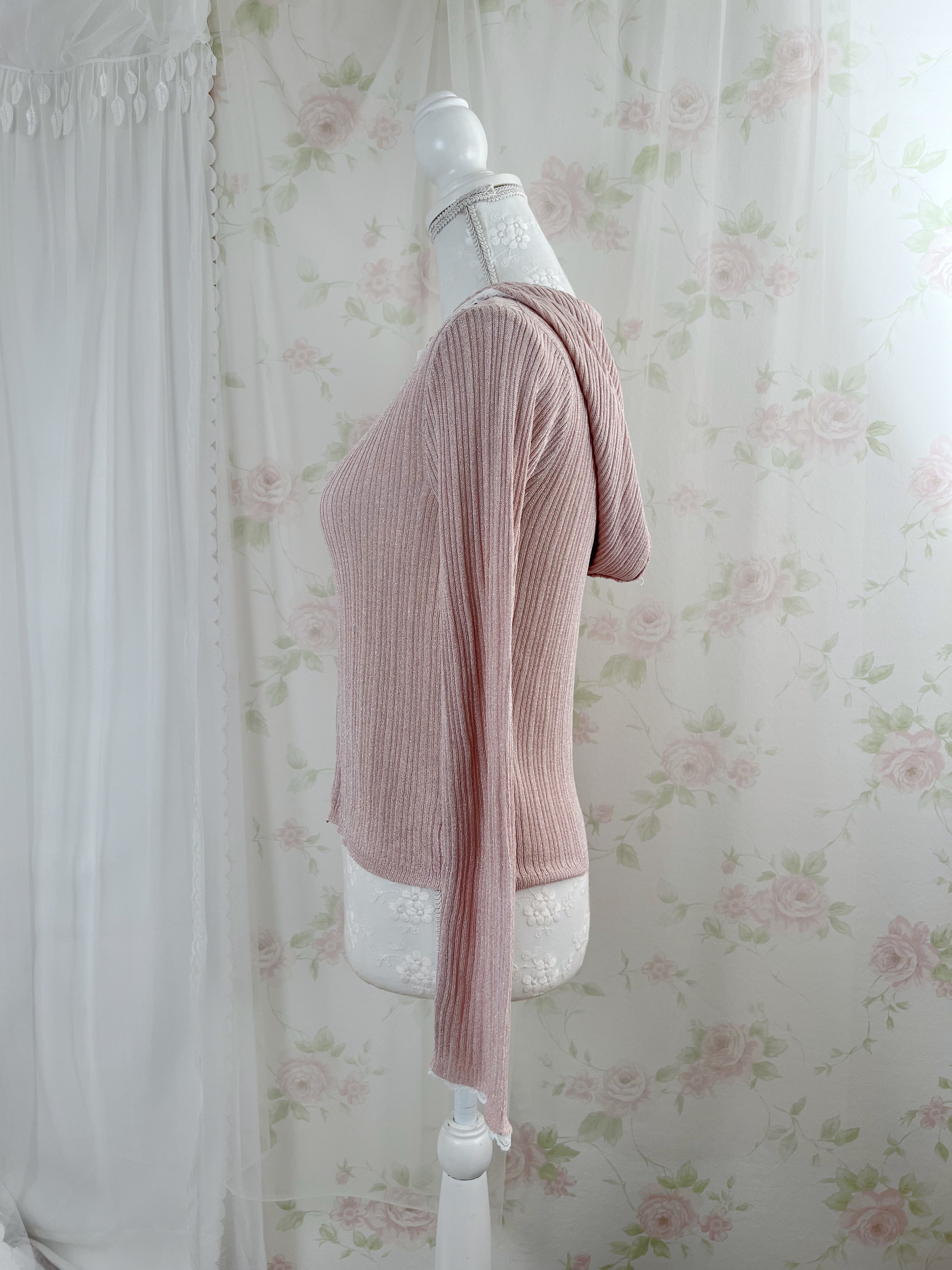 Pink Strawberry Lace Sleeve Hoodie
