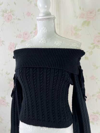 GRL Laced Up Shoulder Sweater (Black)