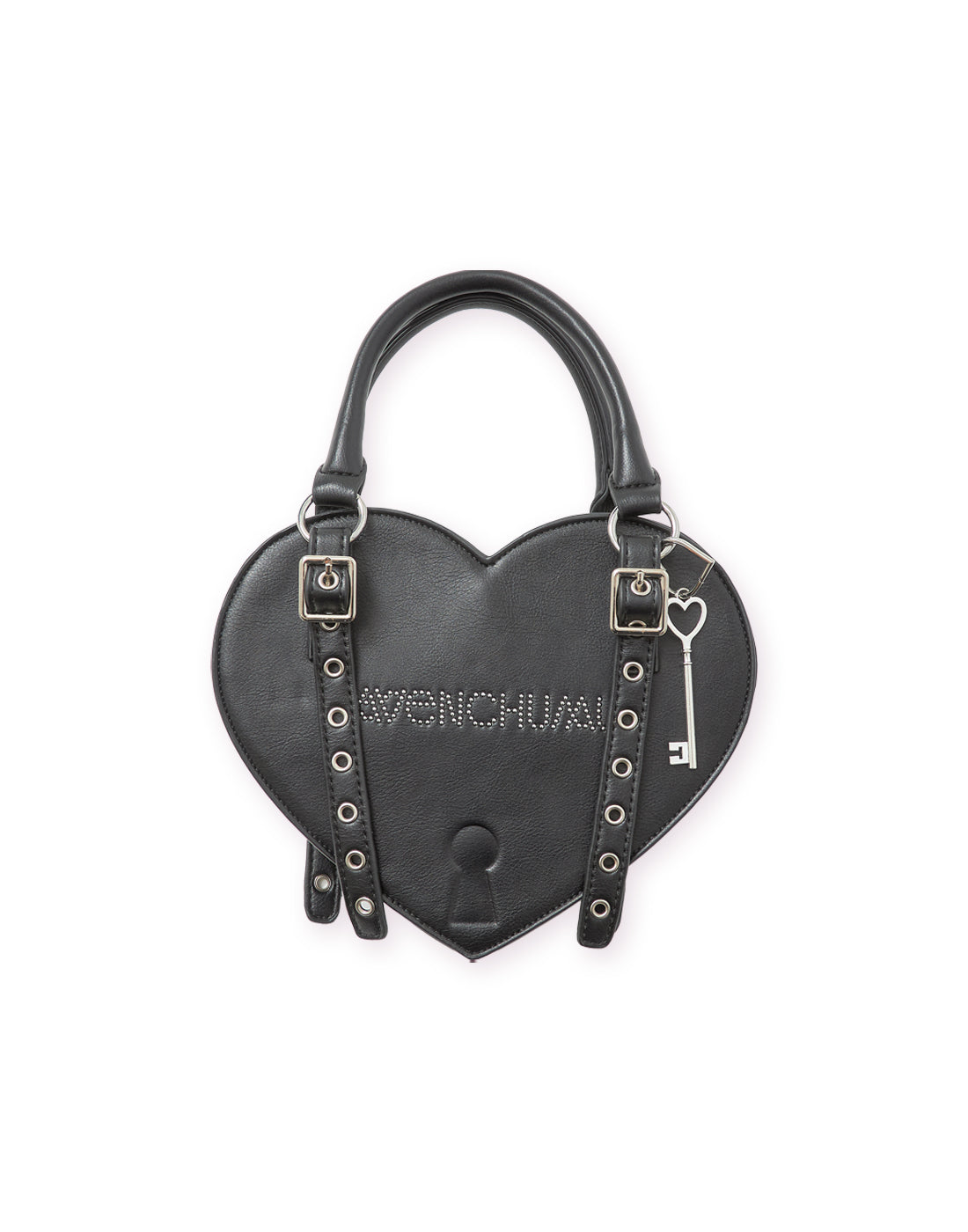 Lock the heart key ring chain bag